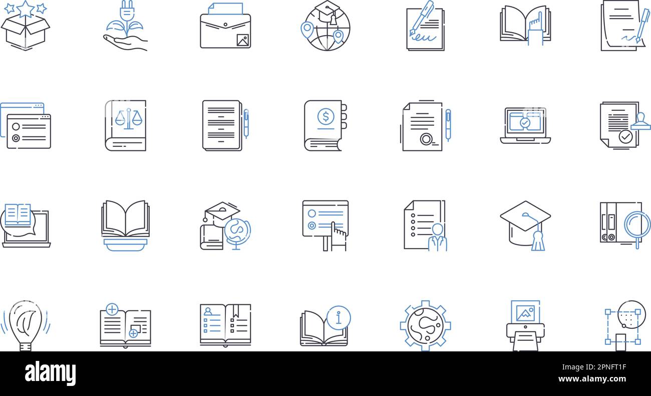 Collezione di icone per la formazione degli anziani. Empowerment, Wellness, avanzamento, esperienza, Comunità, Arricchimento, vettore di apprendimento e illustrazione lineare Illustrazione Vettoriale