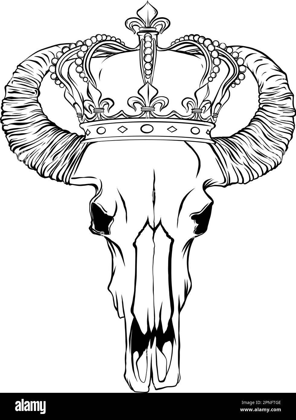 Illustrazione del cranio di bufala in stile monocromatico. Elemento di design per logo, etichetta, segno, emblema. Illustrazione vettoriale Illustrazione Vettoriale