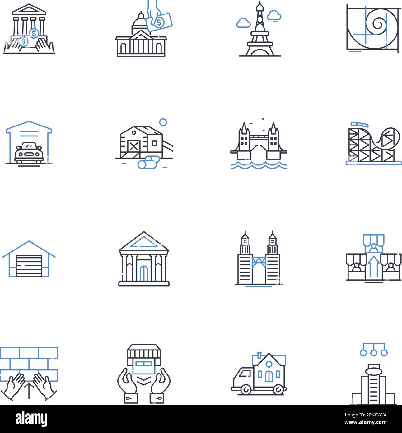 Sinagoghe linea icone collezione. Culto, preghiera, Torah, Comunità, Ebraismo, Tradizione, vettore di servizio e illustrazione lineare. Rabbino, Sabbath, Santo Illustrazione Vettoriale