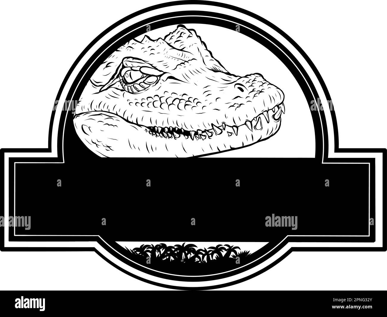 Icona con illustrazione vettoriale della testa di coccodrillo del dinosauro Illustrazione Vettoriale