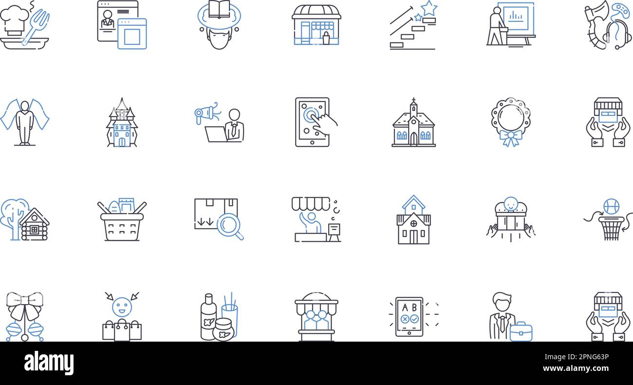 Collezione di icone linea tendenze contemporanee. Innovazione, Sostenibilità, minimalismo, interattività, diversità, Mobilità, globalizzazione vettoriale e lineare Illustrazione Vettoriale