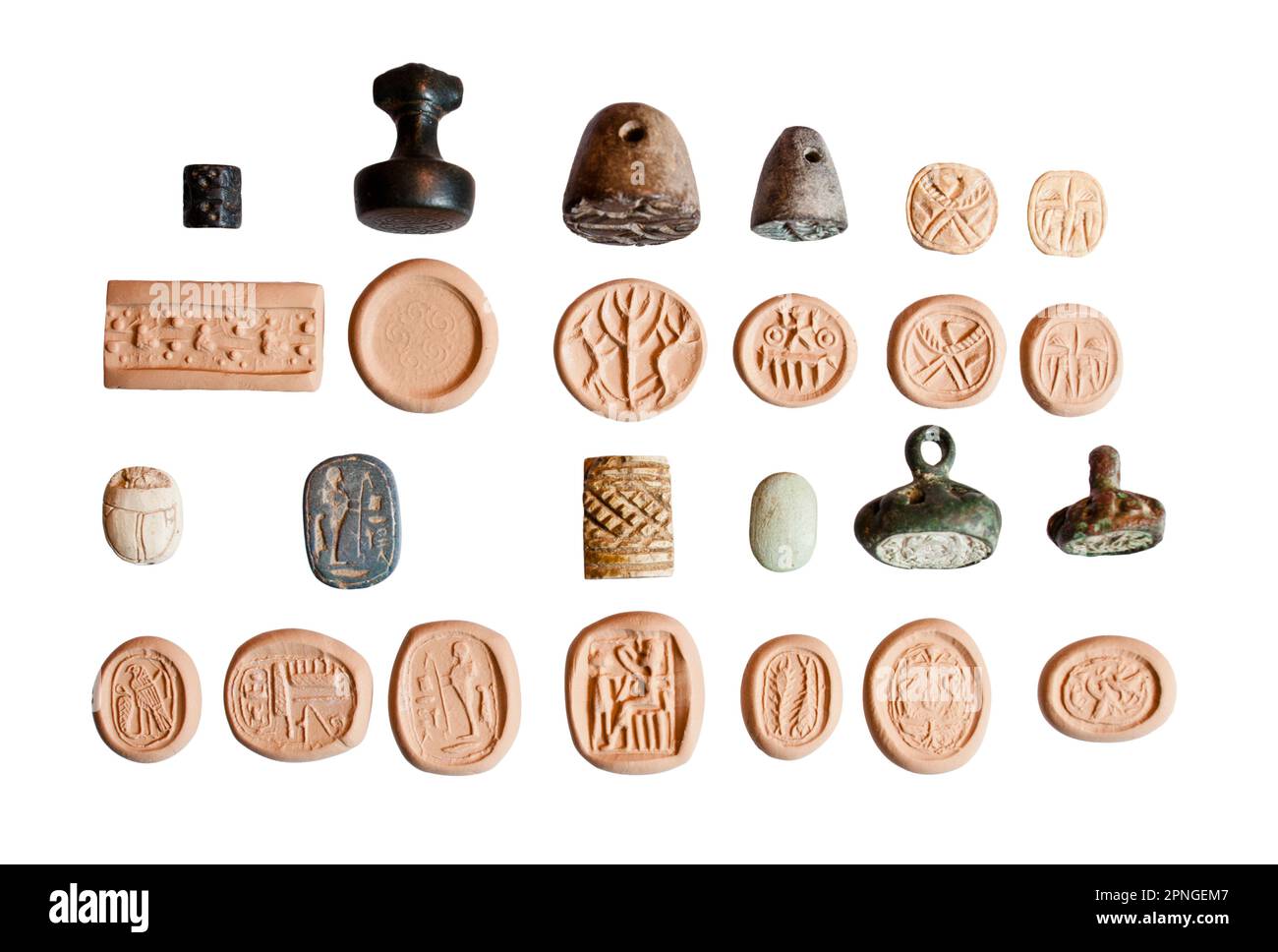 Antica cananeo e guarnizioni egiziano su bianco 2-1st millennio A.C. Foto Stock