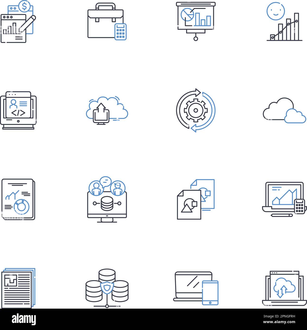 archivia la raccolta delle icone delle linee. Recupero, conservazione, Organizzazione, Cronologia, memoria, Documentazione, illustrazione vettoriale accessibile e lineare Illustrazione Vettoriale