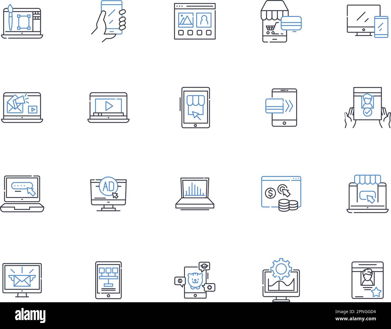 Raccolta di icone della linea della barra di navigazione. Menu, schede, Collegamenti, navigazione, barra degli strumenti, Pannello, vettore della barra multifunzione e illustrazione lineare. Dashboard, schede, navigazione Illustrazione Vettoriale