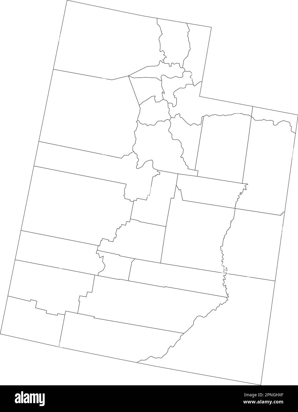 Mappa cieca dello Utah molto dettagliata. Illustrazione Vettoriale