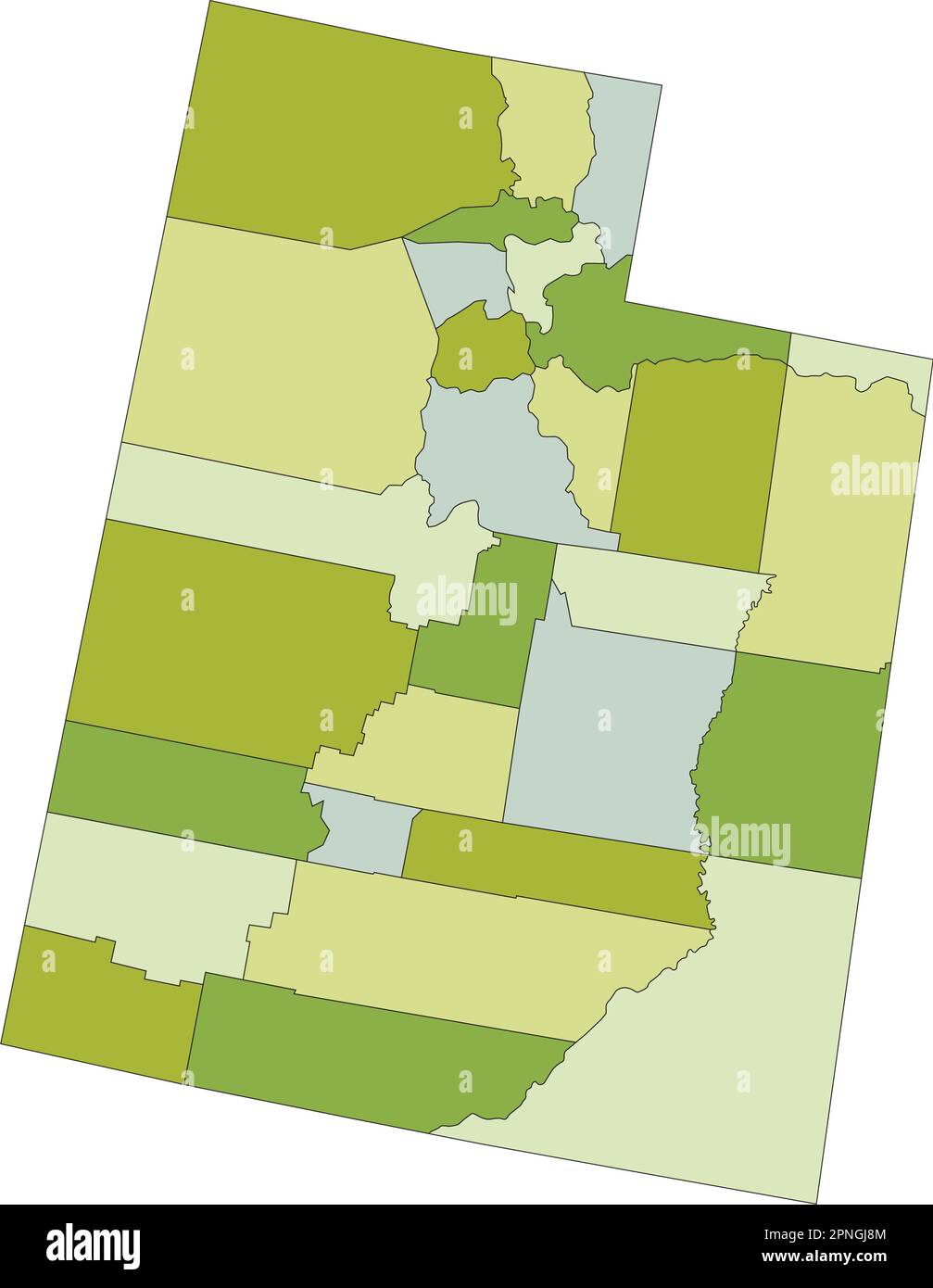 Mappa politica modificabile estremamente dettagliata con livelli separati. Utah. Illustrazione Vettoriale