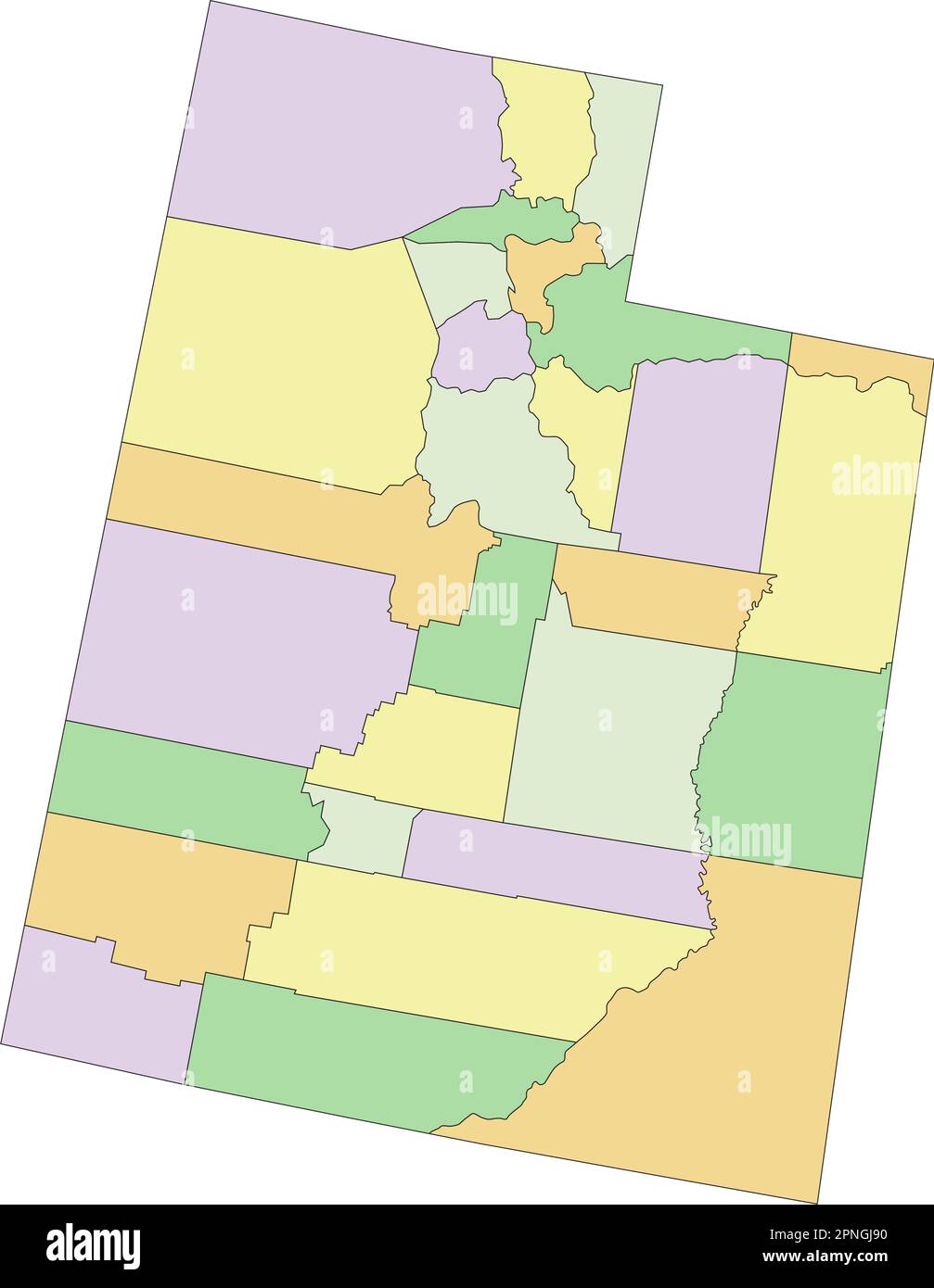 Utah - Mappa politica modificabile molto dettagliata. Illustrazione Vettoriale