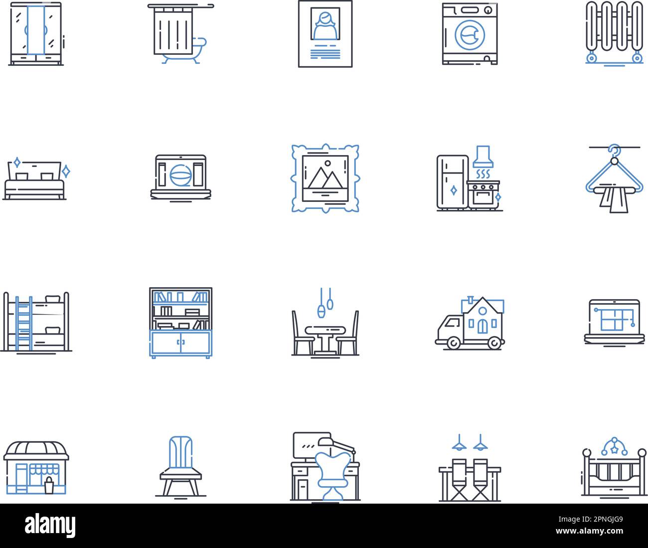 Collezione icone linea design tessile. Motivo, trama, colore, tessuto, Stampa, Tessitura, Unione vettoriale e illustrazione lineare. Tintura, ricamo, contorno di seta Illustrazione Vettoriale