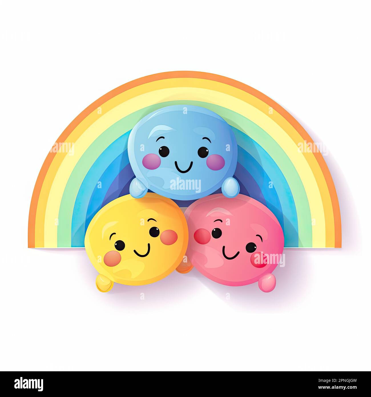Carino arcobaleno isolato su sfondo bianco. Utilizzo trasparente per schermo T-shirt, tessuto, stampa, copertina, banner e invito. Foto Stock