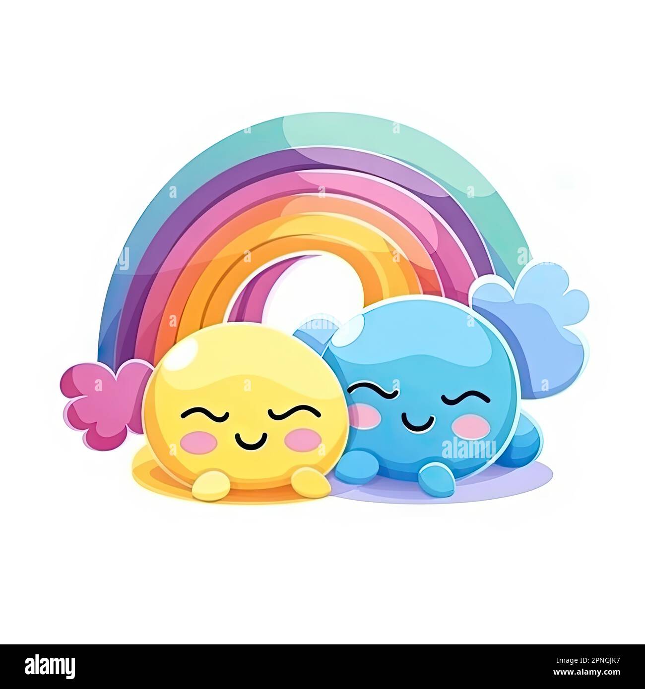 Carino arcobaleno isolato su sfondo bianco. Utilizzo trasparente per schermo T-shirt, tessuto, stampa, copertina, banner e invito. Foto Stock