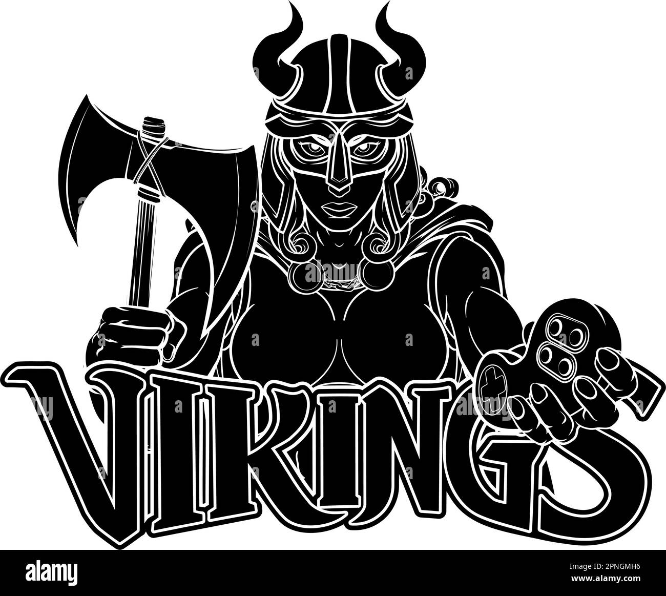 Spartan Trojan guerriera Gamer Donna Illustrazione Vettoriale