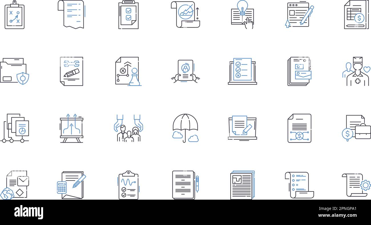raccolta di icone linea attuaria. Atematica, rischio, probabilità, assicurazione, responsabilità, Analisi, vettore statistico e illustrazione lineare. Finanza Illustrazione Vettoriale
