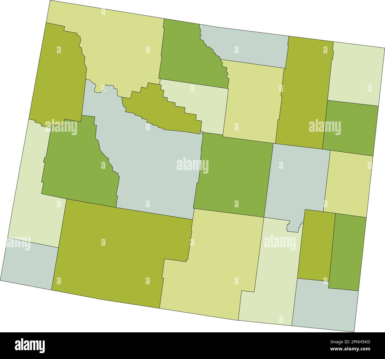 Mappa politica modificabile estremamente dettagliata con livelli separati. Wyoming. Illustrazione Vettoriale