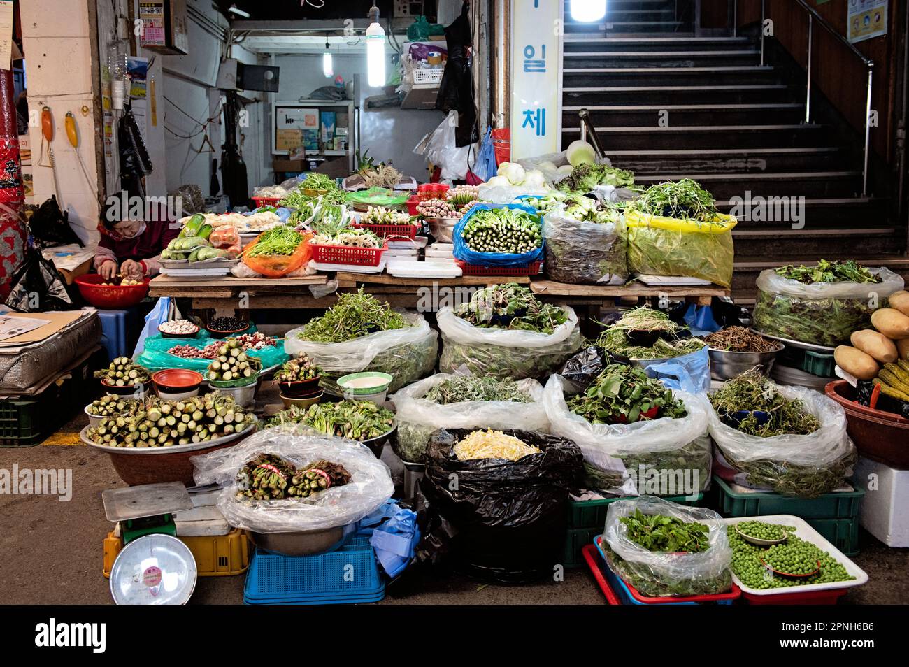 Mercato di Gwangjang a Seoul Foto Stock