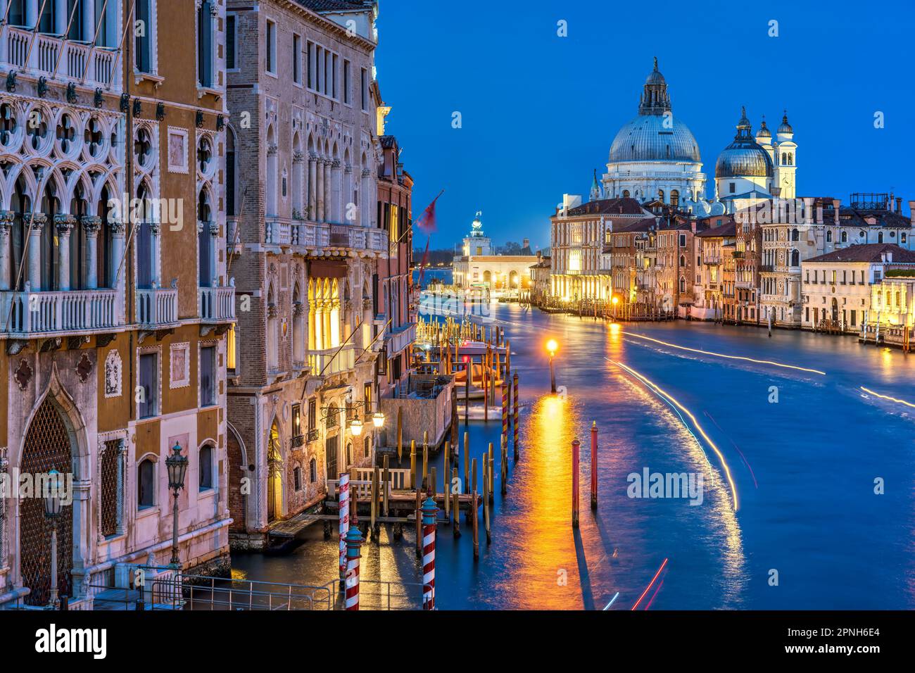 Canal Grande di notte, Venezia, Veneto, Italia Foto Stock
