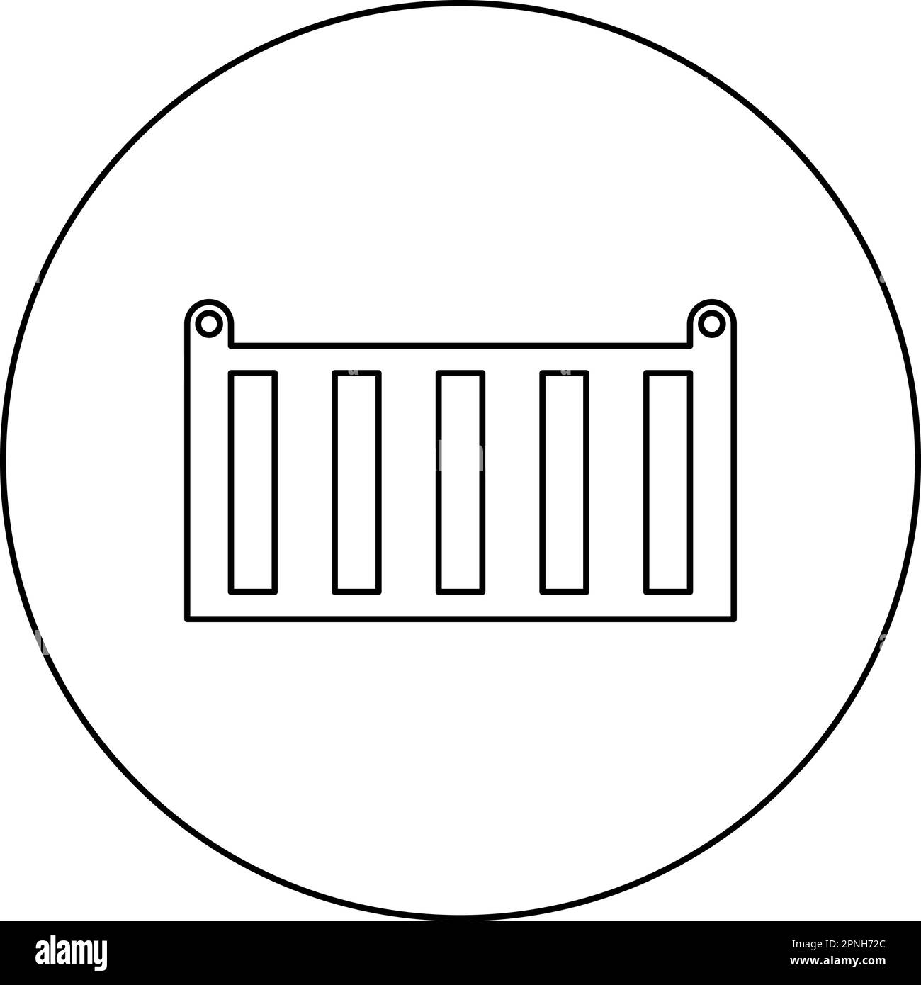 Contenitore di carico spedizione spedizione deposito trasporto merci prodotti scatola di trasporto icona in cerchio rotondo nero colore vettore illustrazione immagine contorno Illustrazione Vettoriale