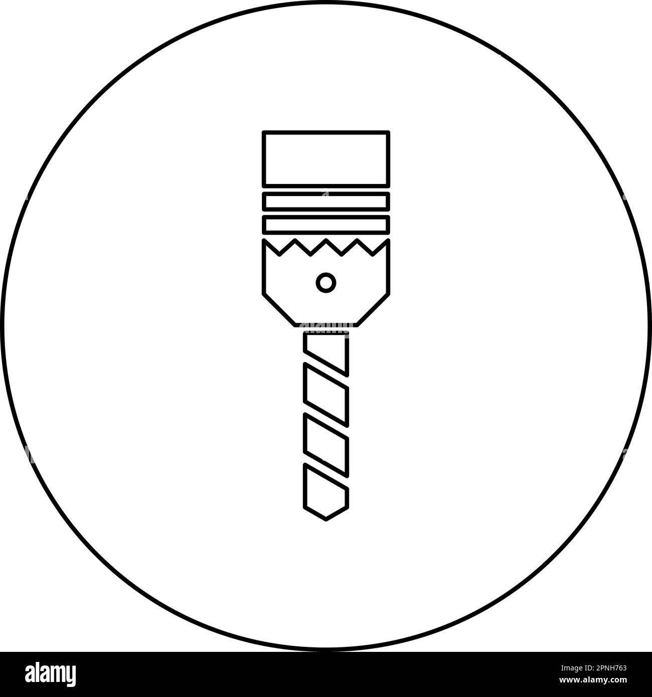 Trapano con punta a cartuccia fissa utilizzare l'icona in cerchio rotondo colore nero vettore illustrazione immagine contorno linea sottile stile semplice Illustrazione Vettoriale