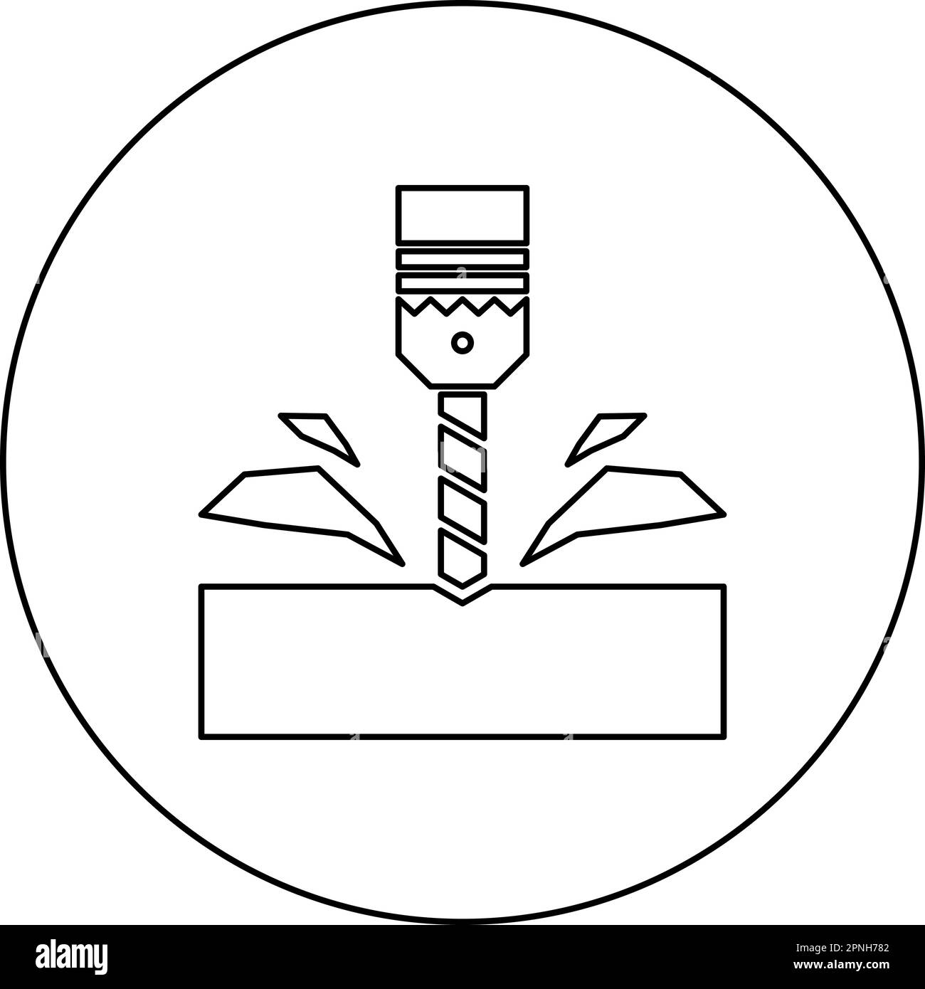 Perforare con cartuccia materiale lavorazione trucioli punta fissa utilizzare l'icona circolare nera vettore colore illustrazione immagine immagine contorno linea di contorno Illustrazione Vettoriale