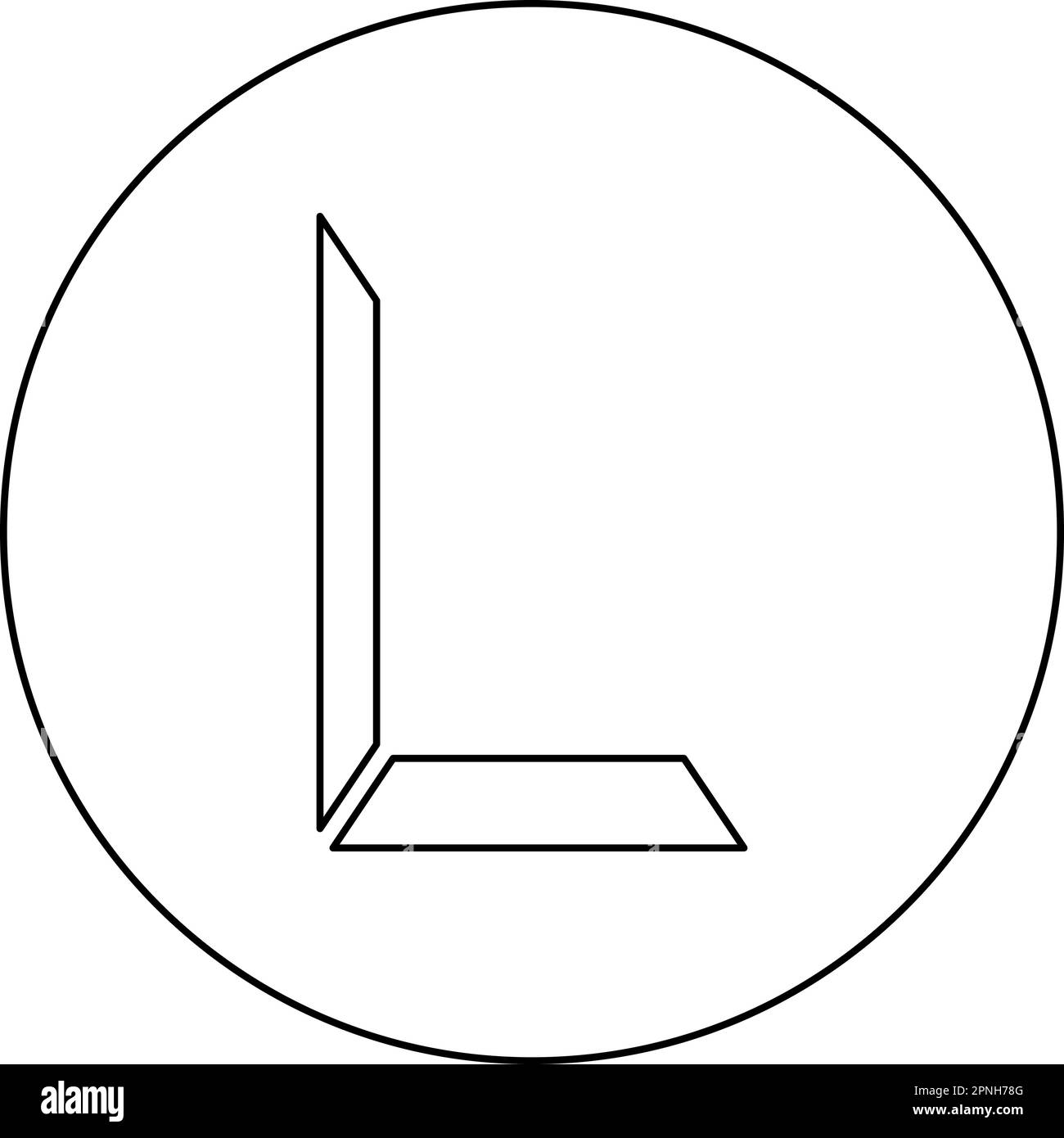 Bordo della parte per l'immagine angolo cornice icona in cerchio rotondo nero colore vettore illustrazione immagine contorno linea sottile stile semplice Illustrazione Vettoriale