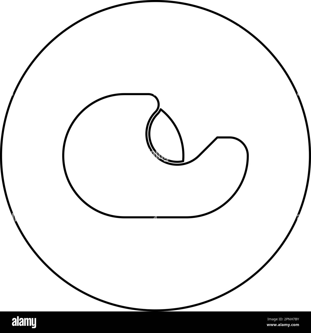 Dispenser con nastro adesivo scotch per tavolo icona in cerchio rotondo nero colore vettore illustrazione immagine contorno linea sottile stile semplice Illustrazione Vettoriale