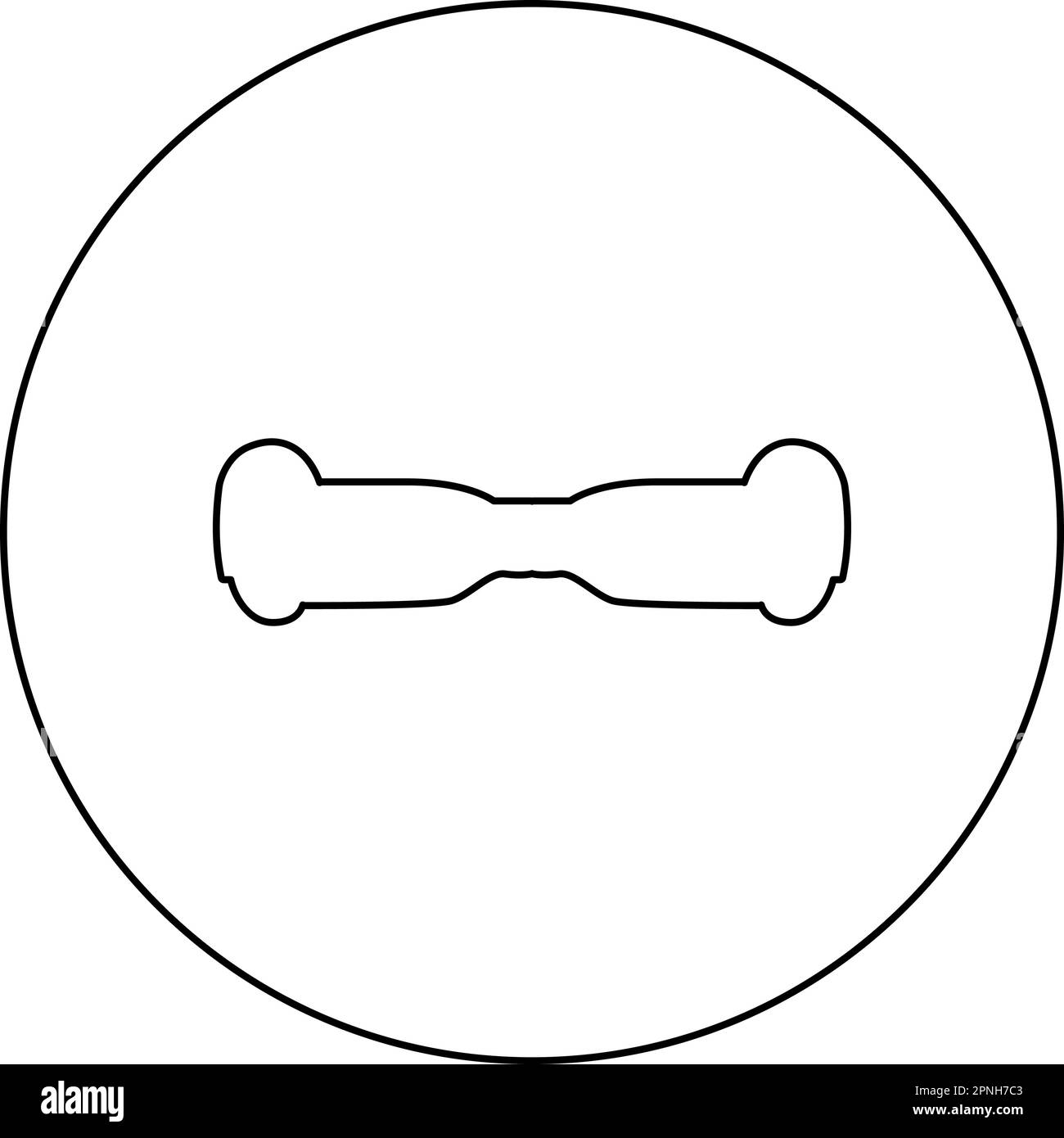 Giroscotiera scooter hoverboard due ruote elettriche auto bilanciamento eco icona in cerchio rotondo nero colore vettore illustrazione immagine contorno linea Illustrazione Vettoriale