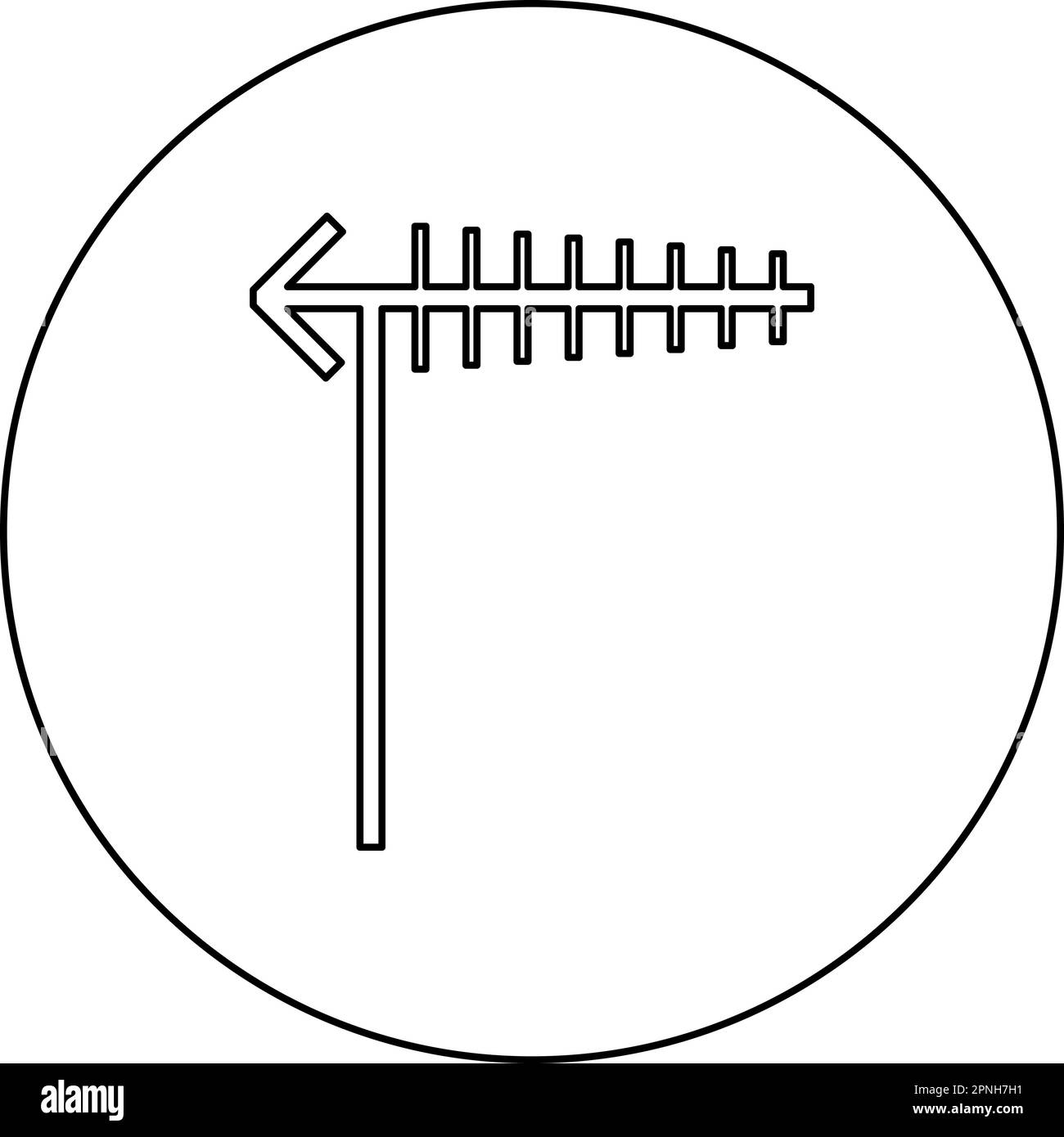 Antenna TV antenne televisive concetto di trasmissione telecomunicazioni icona circolare nera colore vettore illustrazione immagine contorno linea di contorno Illustrazione Vettoriale