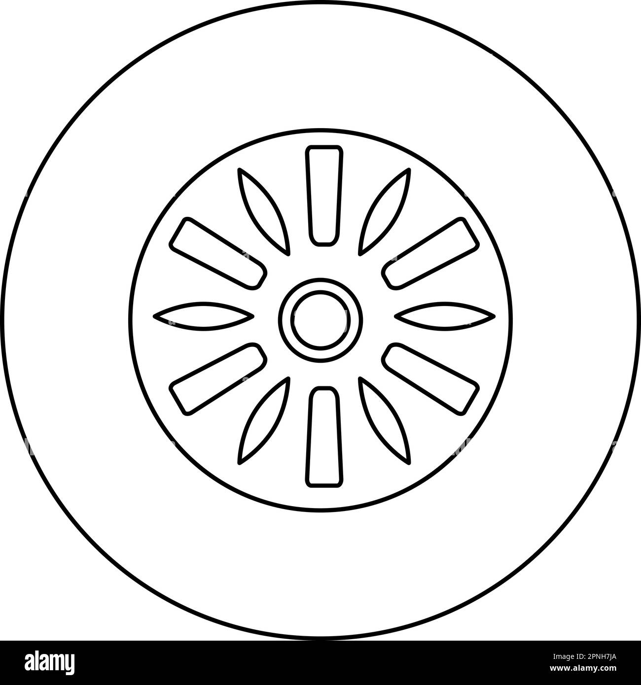 Tamburo industria cerchio rotondo icona in cerchio rotondo nero colore vettore illustrazione immagine contorno linea sottile stile semplice Illustrazione Vettoriale