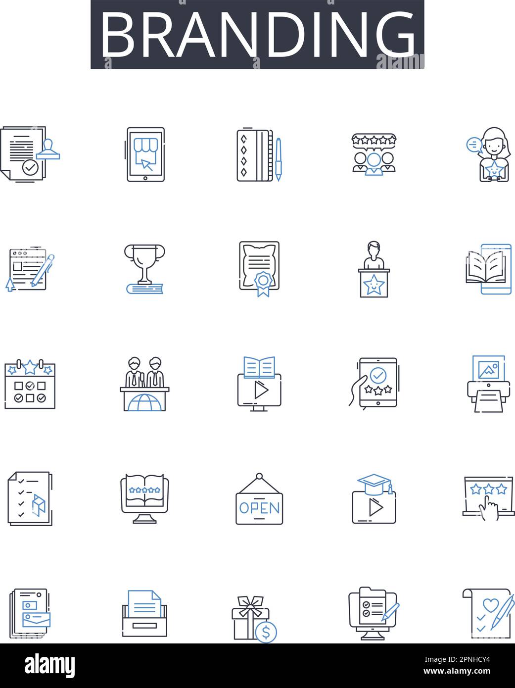 Collezione di icone della linea di branding. Conformità, verifica, responsabilità, esame, regolamento, Analisi, vettore di trasparenza e illustrazione lineare Illustrazione Vettoriale