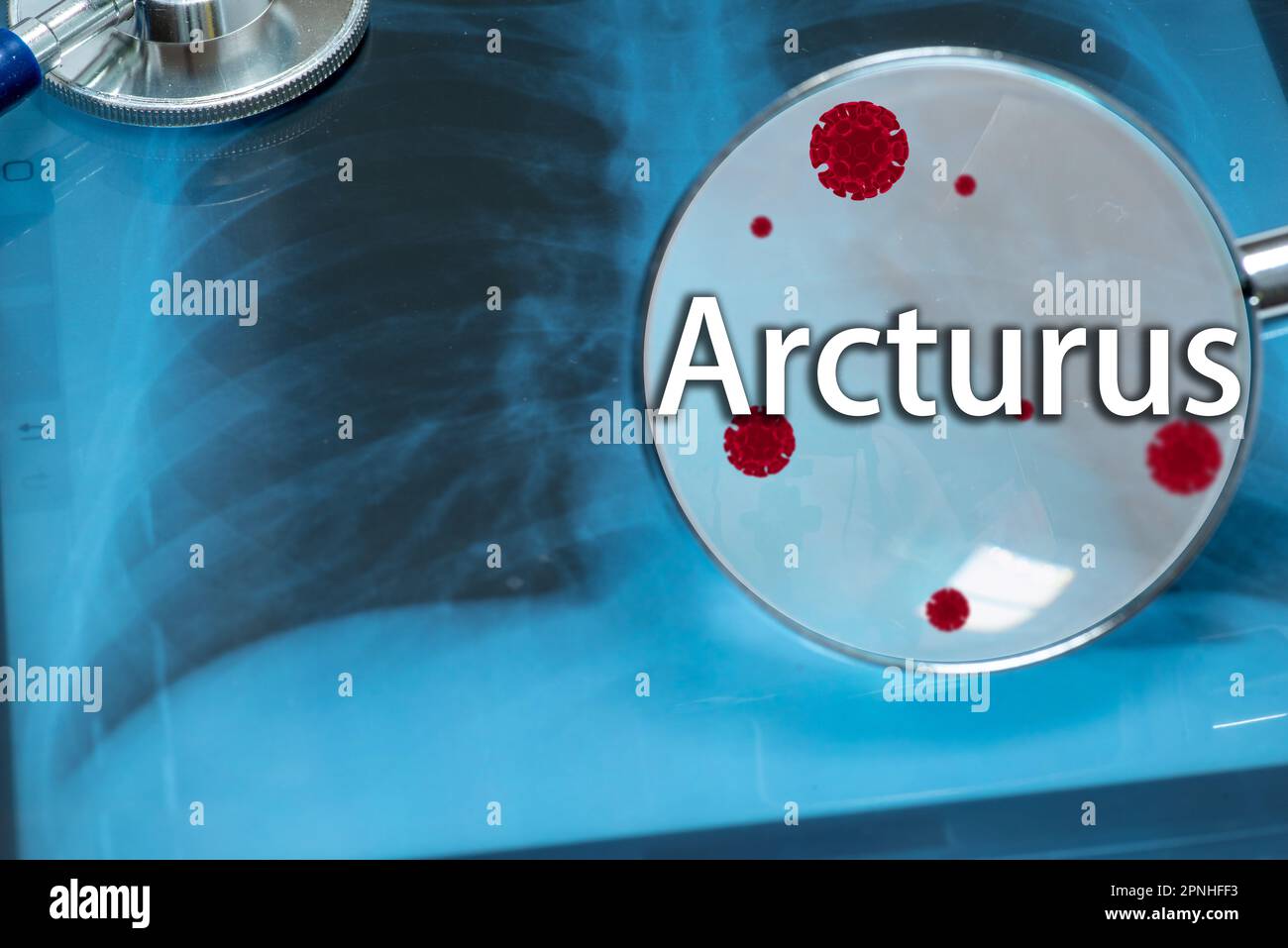 Background di Arcturus(XBB.1,16), concetto di salute medica Foto Stock