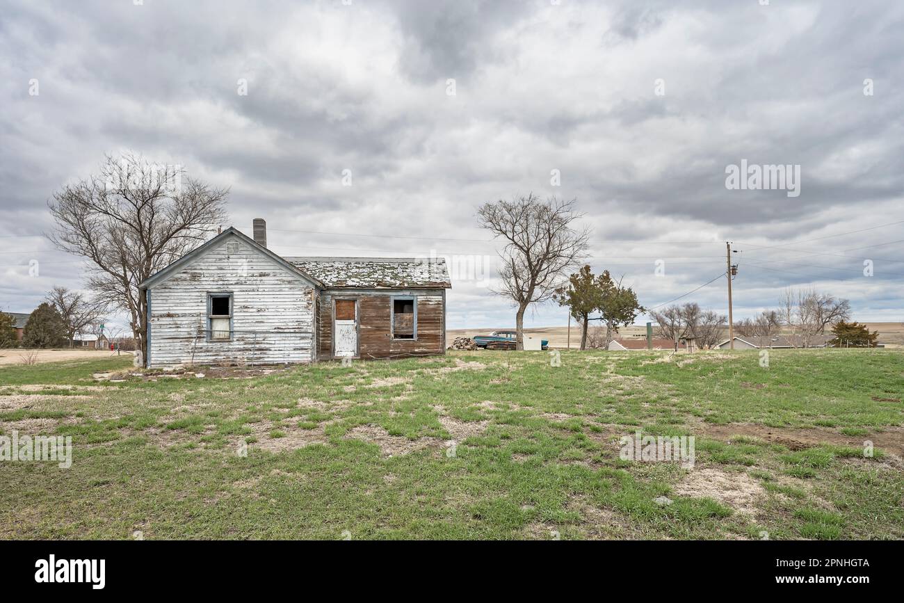 Casa abbandonata nella città di Quinn, South Dakota, USA Foto Stock