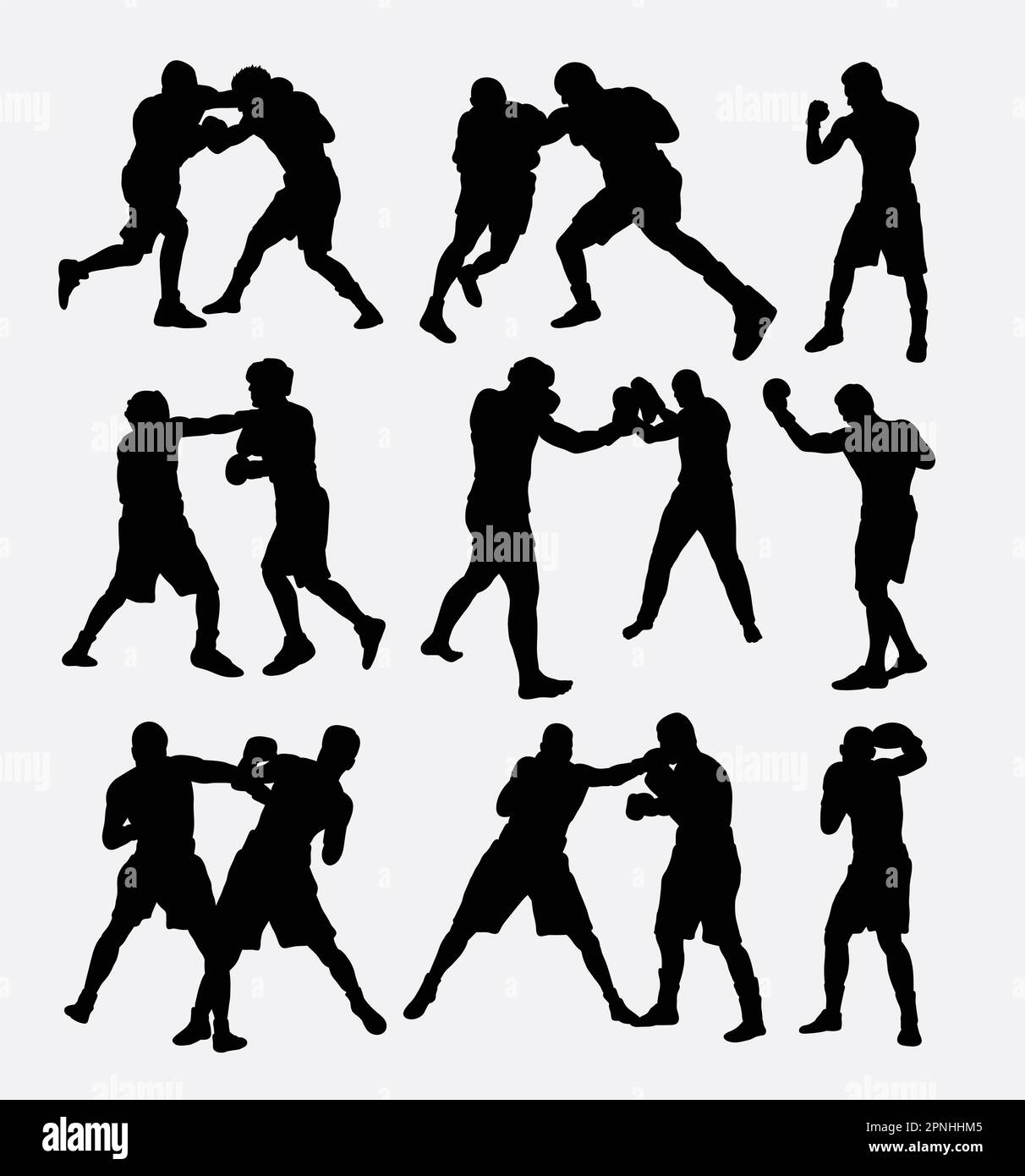 Silhouette di combattimento di boxe. Buon uso per simbolo, web icona, segno, adesivo, mascotte, elementi di gioco, o qualsiasi design che desideri. Facile da usare, modificare o modificare Illustrazione Vettoriale