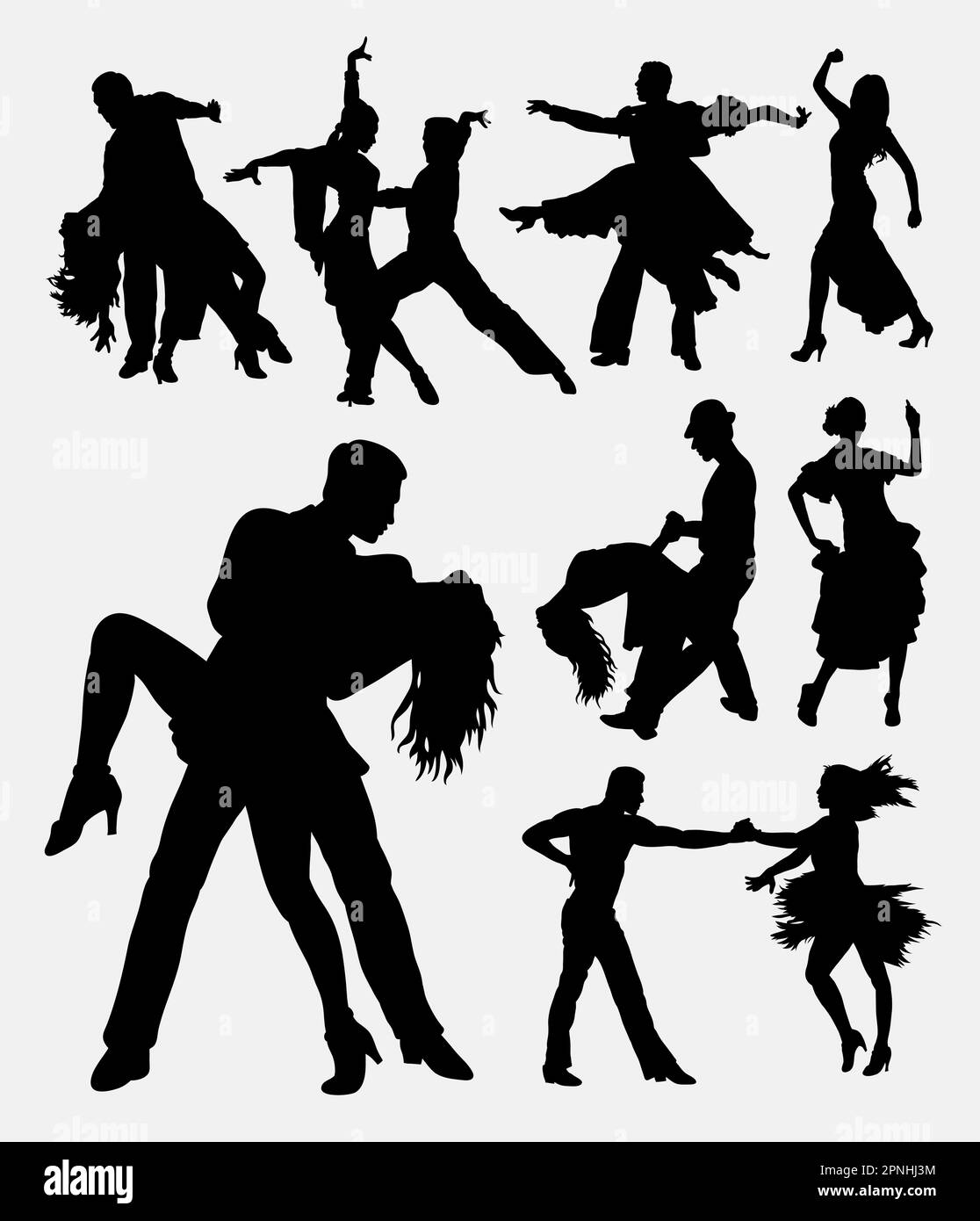 Tango salsa 3, coppia maschile e femminile danza moderna. Buon uso per simbolo, web icona, logo, mascotte, segno, o qualsiasi progetto che desideri. Illustrazione Vettoriale