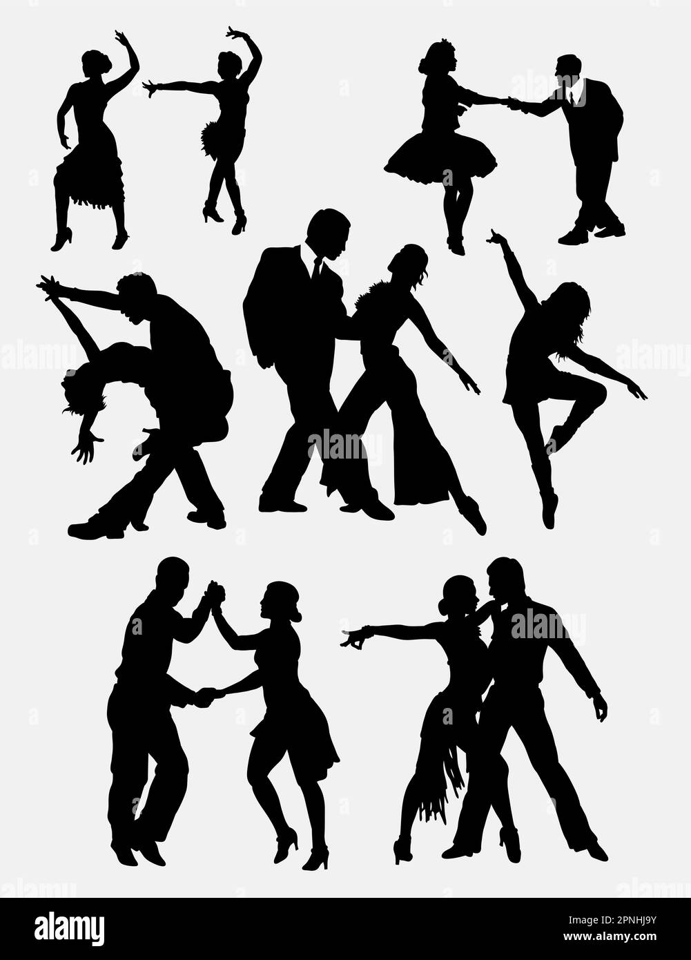 Tango salsa 2 maschile e femminile danzatrice silhouette. Buon uso per simbolo, icona web, logo, mascotte, adesivo, o qualsiasi progetto che desideri. Facile da usare. Illustrazione Vettoriale
