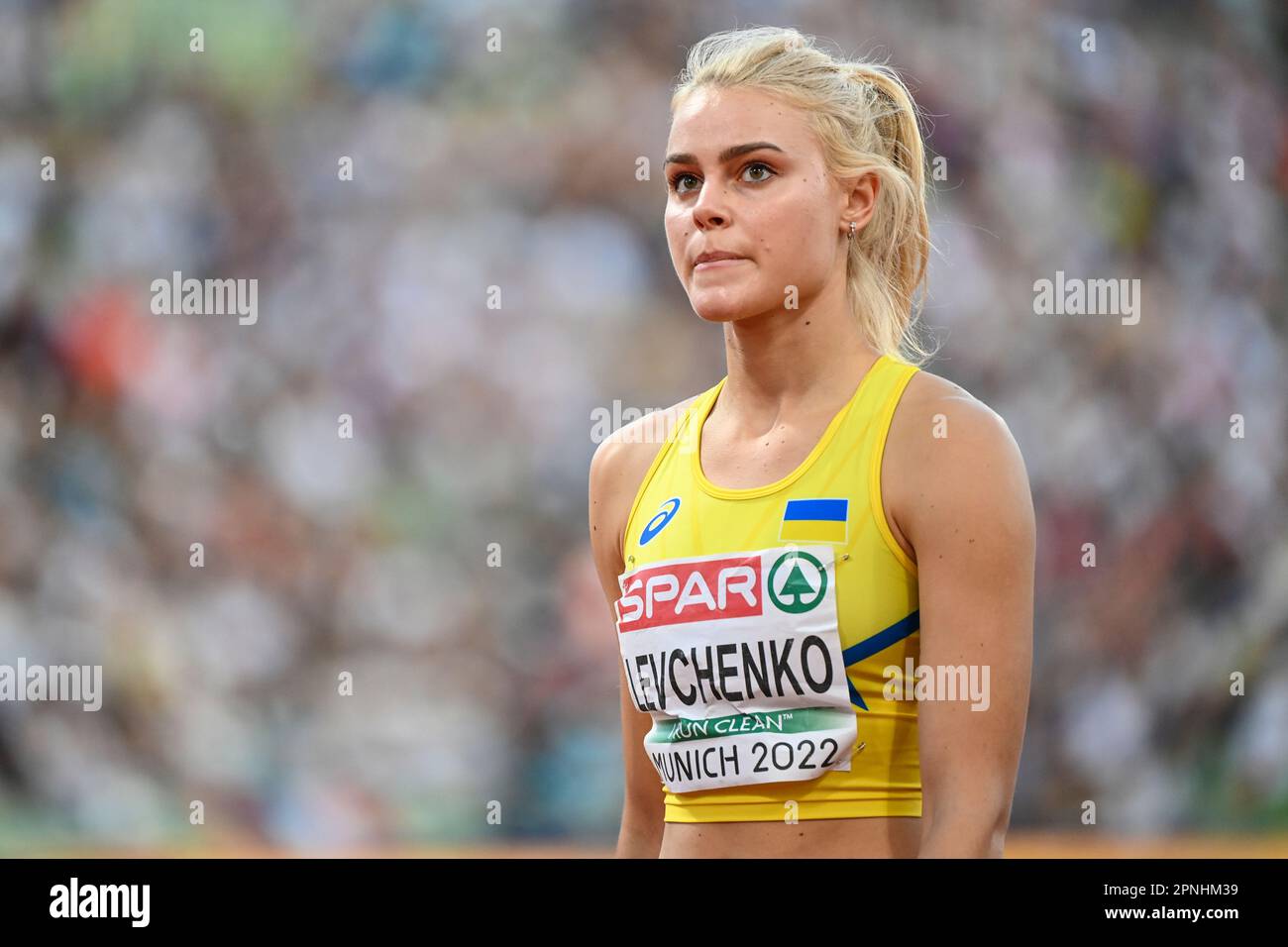 Yuliya Levchenko (Ucraina). Donne High Jump. Campionato europeo di Monaco 2022 Foto Stock