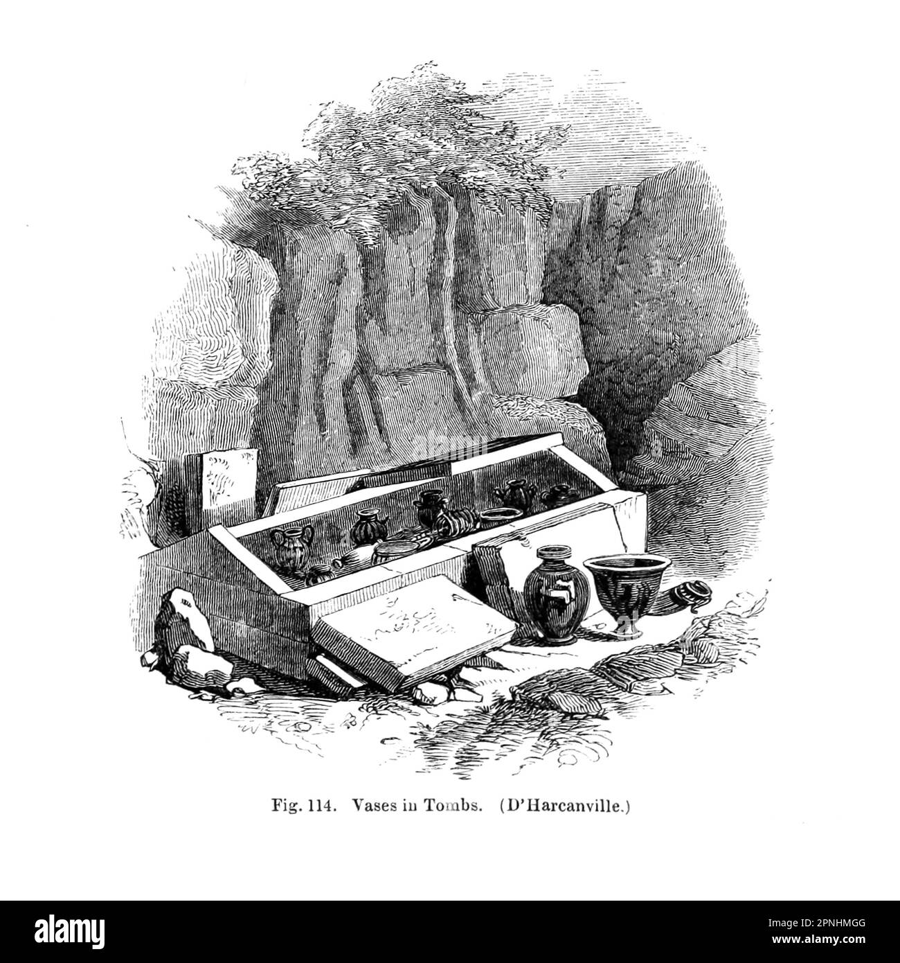 Vasi in tombe dal libro Collezioni verso una storia di ceramica e porcellana, nei secoli 15th, 16th, 17th, e 18th : con una descrizione della fabbricazione, un glossario, e una lista di monogrammi di Joseph Marryat, Editore di Londra : J. Murray 1850 Foto Stock