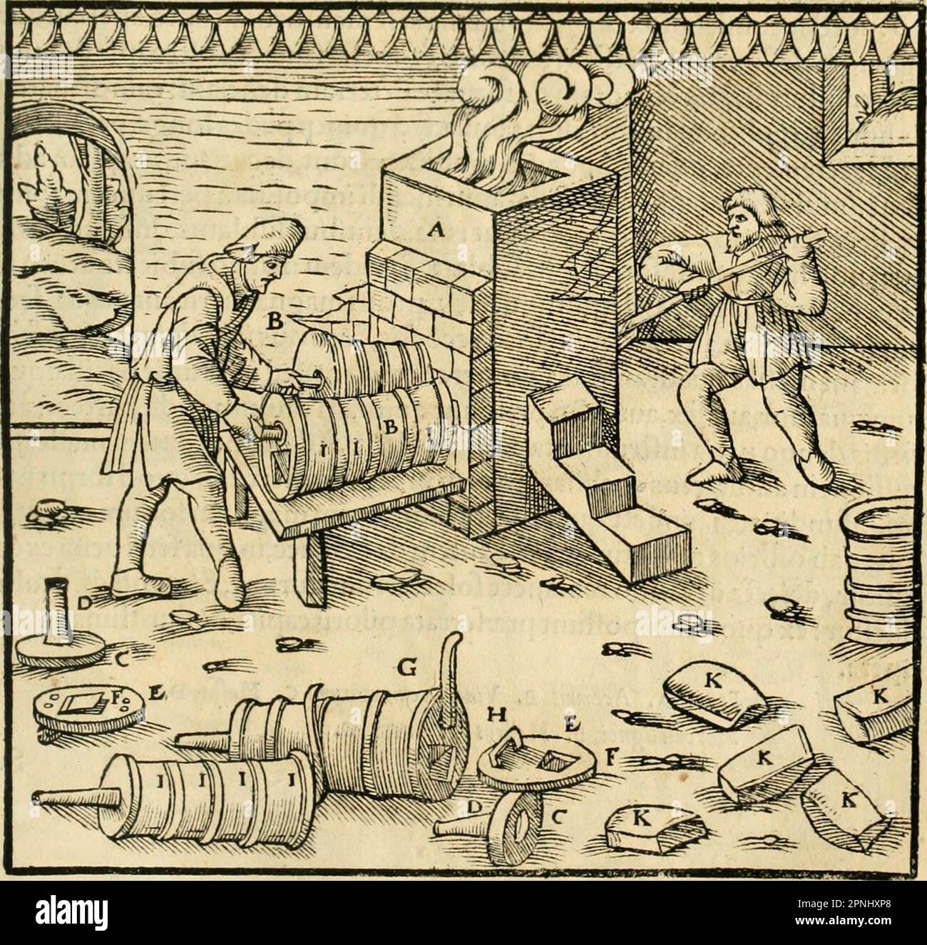 «Georgii agricole De re metallica libri XII. qvibus officia, strumenta, machinae, ac omnia deni ad metallicam spectantia, non modo lusulentissimè describuntur, sed & per effigies, suis locis insertas, adiunctis latinis, germanici Foto Stock