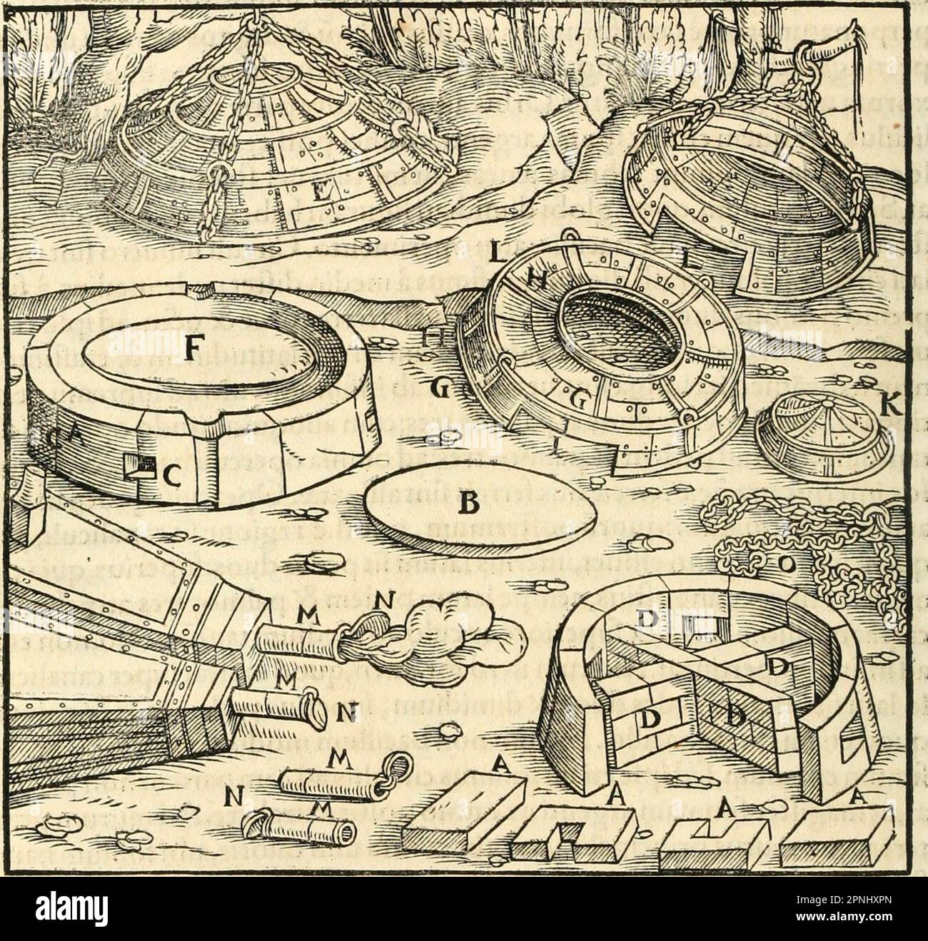«Georgii agricole De re metallica libri XII. qvibus officia, strumenta, machinae, ac omnia deni ad metallicam spectantia, non modo lusulentissimè describuntur, sed & per effigies, suis locis insertas, adiunctis latinis, germanici Foto Stock