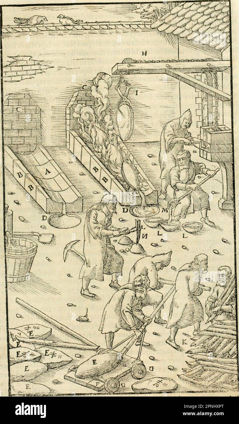 «Georgii agricole De re metallica libri XII. qvibus officia, strumenta, machinae, ac omnia deni ad metallicam spectantia, non modo lusulentissimè describuntur, sed & per effigies, suis locis insertas, adiunctis latinis, germanici Foto Stock