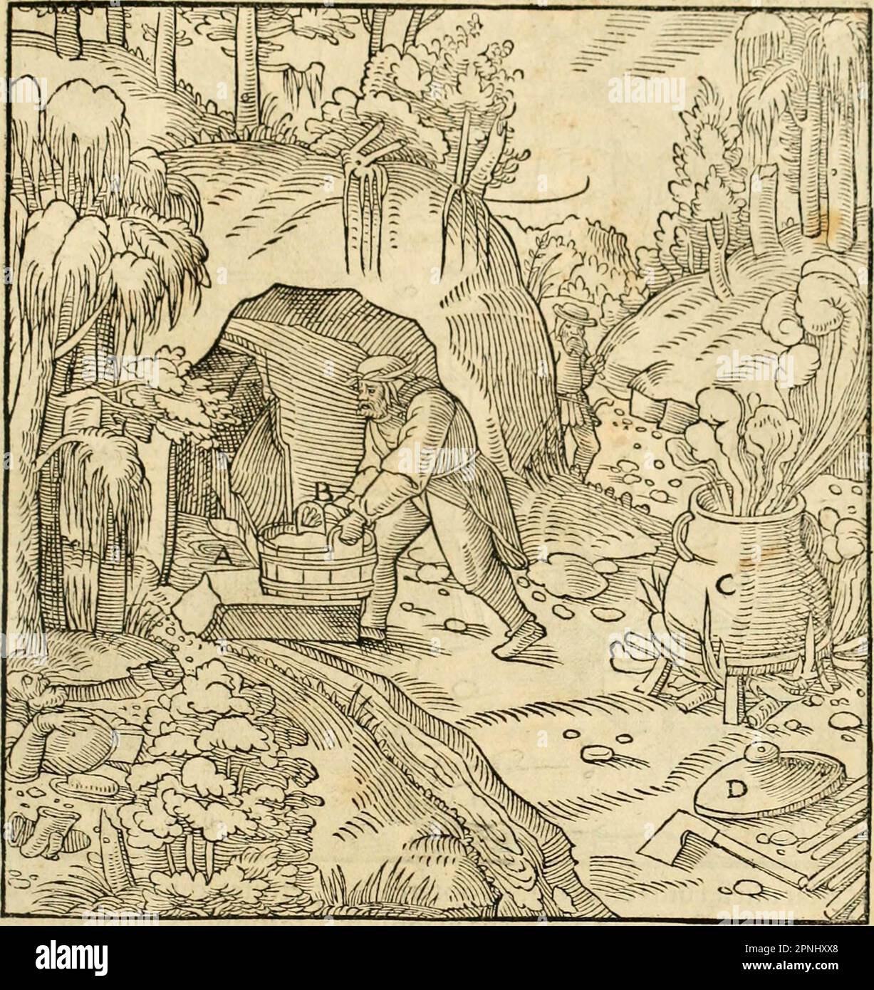 «Georgii agricole De re metallica libri XII. qvibus officia, strumenta, machinae, ac omnia deni ad metallicam spectantia, non modo lusulentissimè describuntur, sed & per effigies, suis locis insertas, adiunctis latinis, germanici Foto Stock