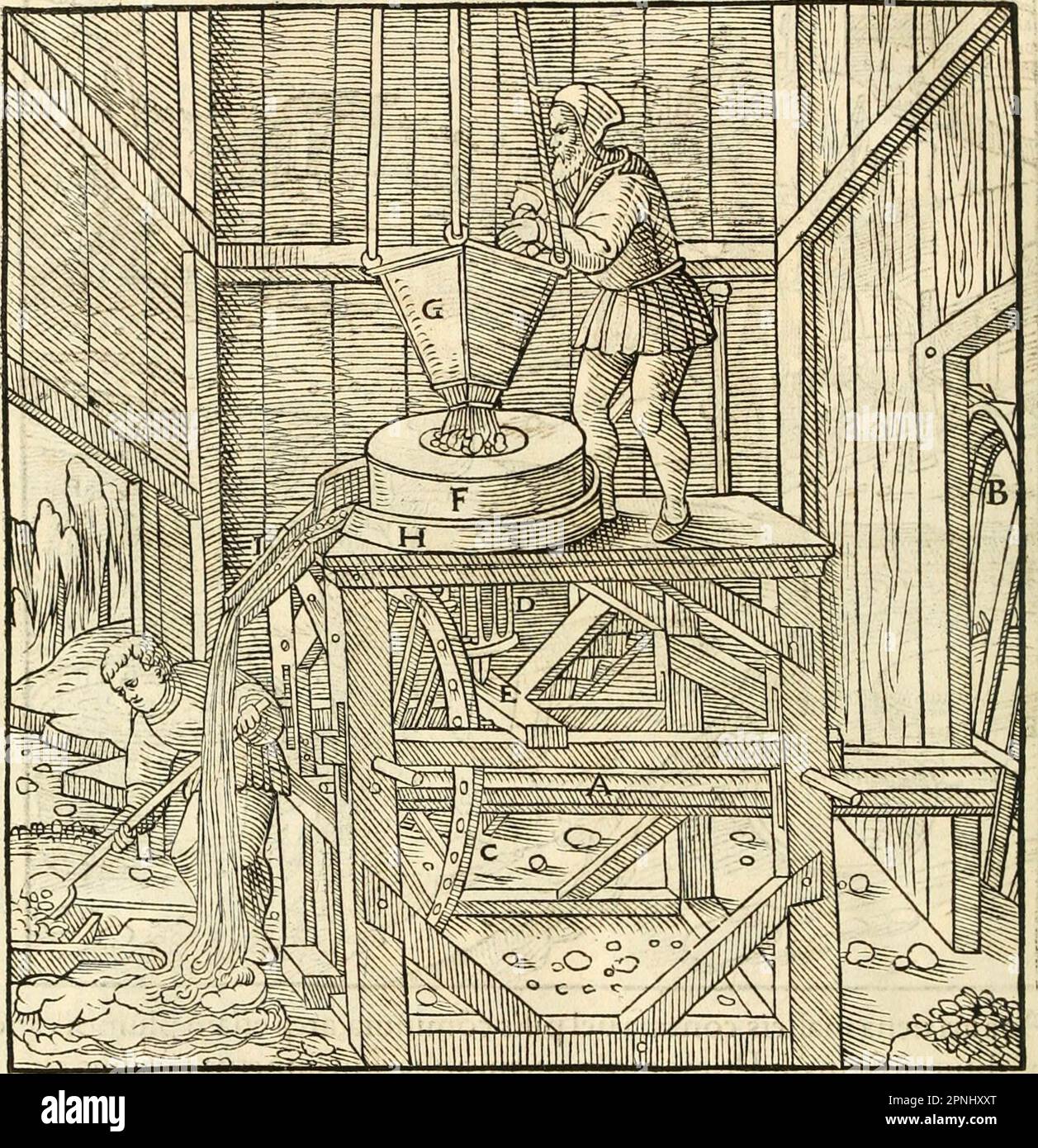 «Georgii agricole De re metallica libri XII. qvibus officia, strumenta, machinae, ac omnia deni ad metallicam spectantia, non modo lusulentissimè describuntur, sed & per effigies, suis locis insertas, adiunctis latinis, germanici Foto Stock