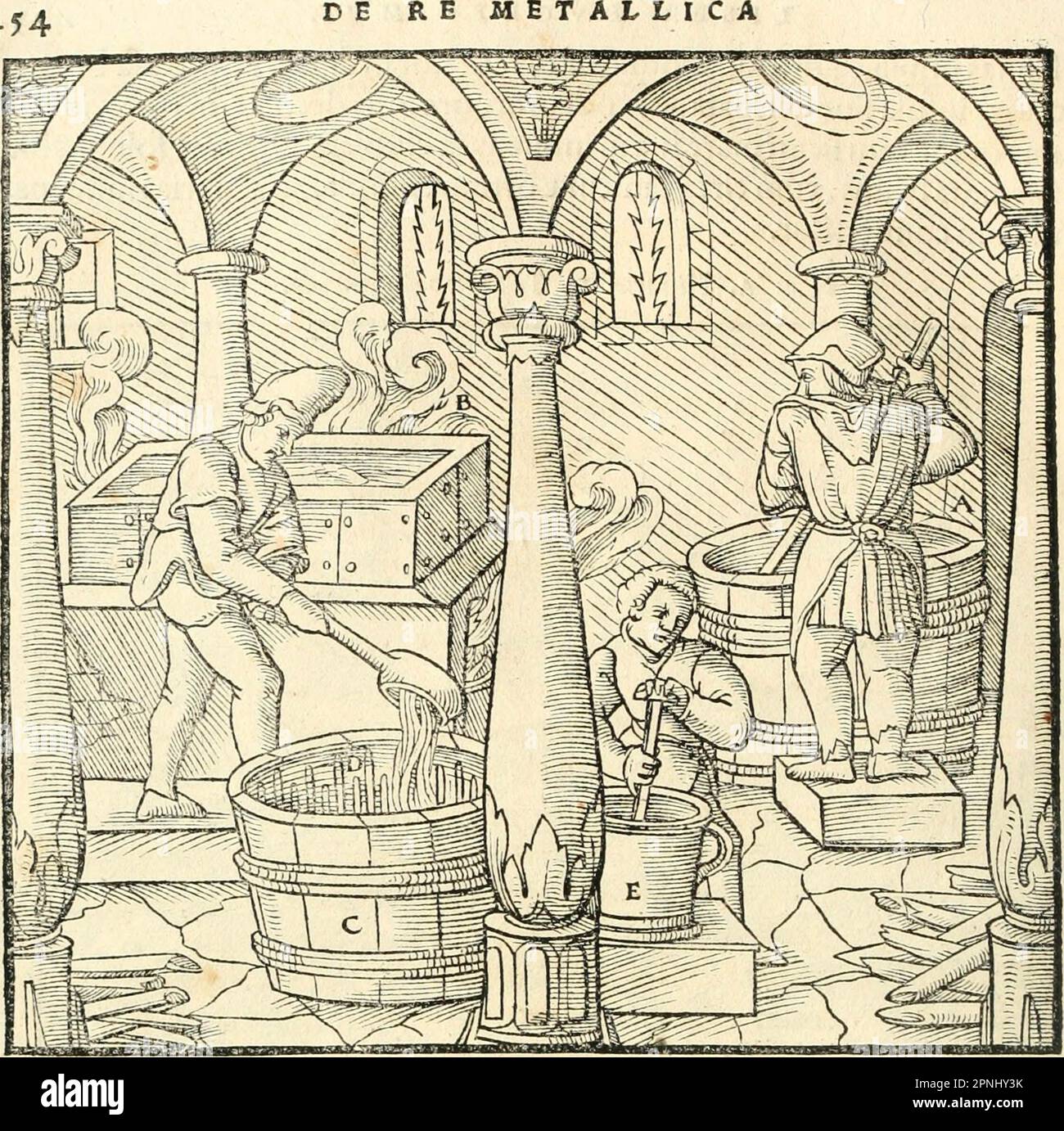 «Georgii agricole De re metallica libri XII. qvibus officia, strumenta, machinae, ac omnia deni ad metallicam spectantia, non modo lusulentissimè describuntur, sed & per effigies, suis locis insertas, adiunctis latinis, germanici Foto Stock