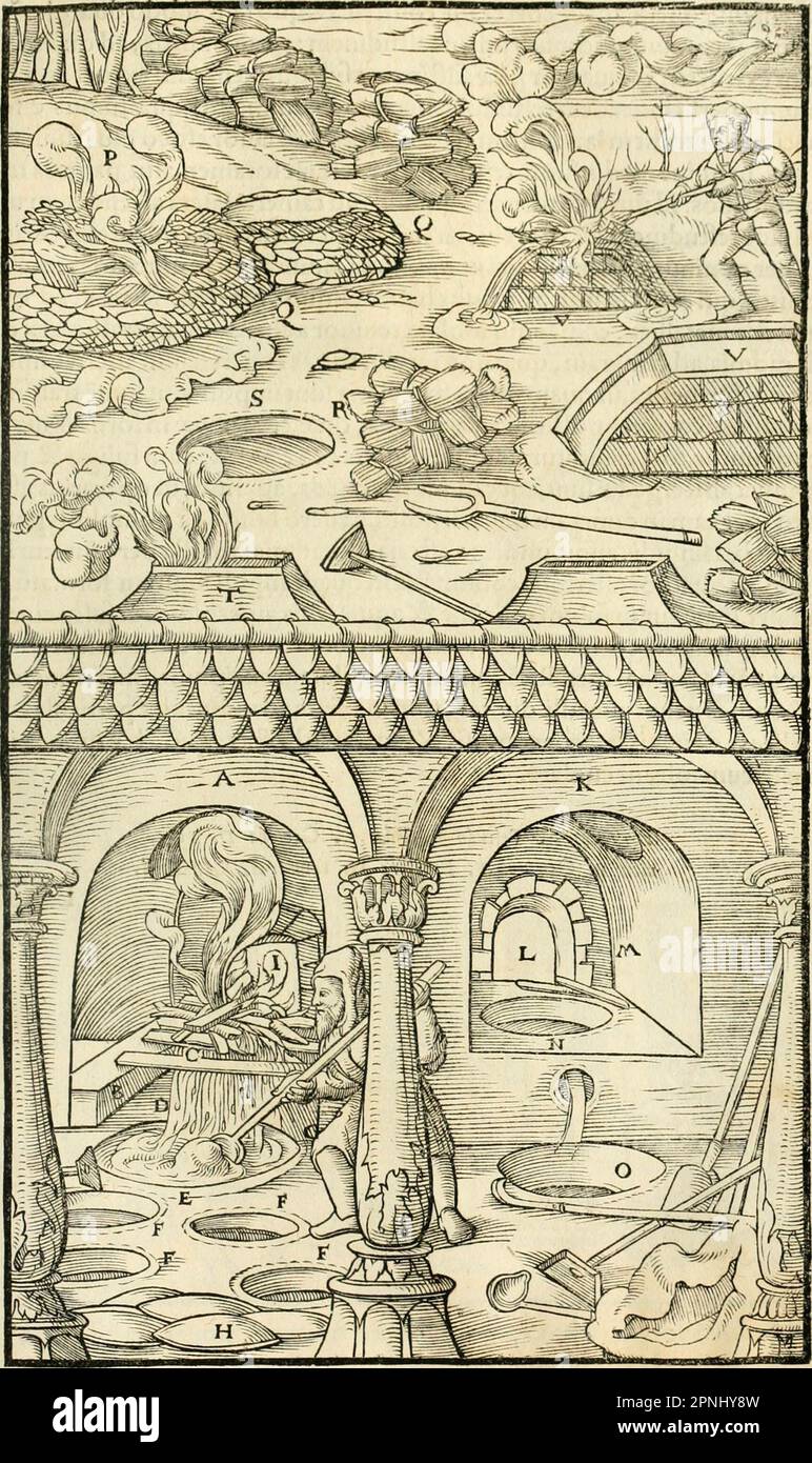 «Georgii agricole De re metallica libri XII. qvibus officia, strumenta, machinae, ac omnia deni ad metallicam spectantia, non modo lusulentissimè describuntur, sed & per effigies, suis locis insertas, adiunctis latinis, germanici Foto Stock