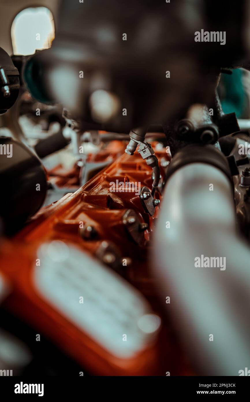 Primo piano del motore dell'auto V8 Foto Stock