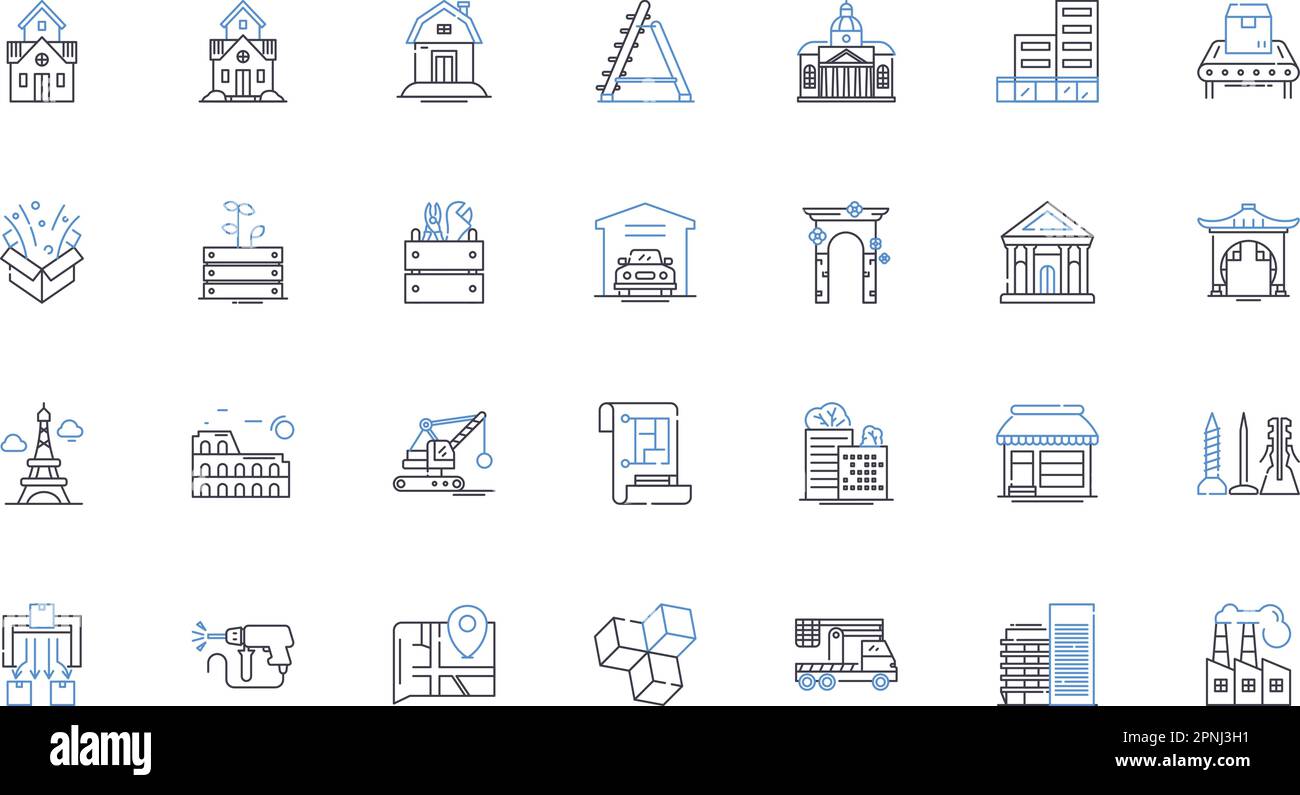 Casa modernizzazione linea icone collezione. Ristrutturazione, ristrutturazione, upgrade, rinnovo, Aggiornamento, rinnovo dell'illustrazione vettoriale e lineare Illustrazione Vettoriale