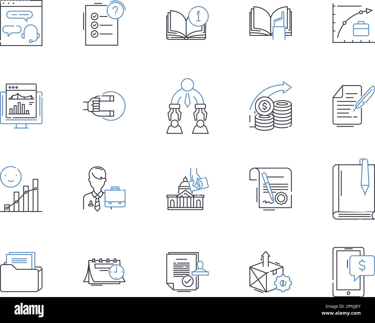 Raccolta di icone delle righe di analisi dei rischi. Vulnerabilità, minaccia, probabilità, esposizione, contingenza, Valutazione, mitigazione vettoriale e illustrazione lineare Illustrazione Vettoriale