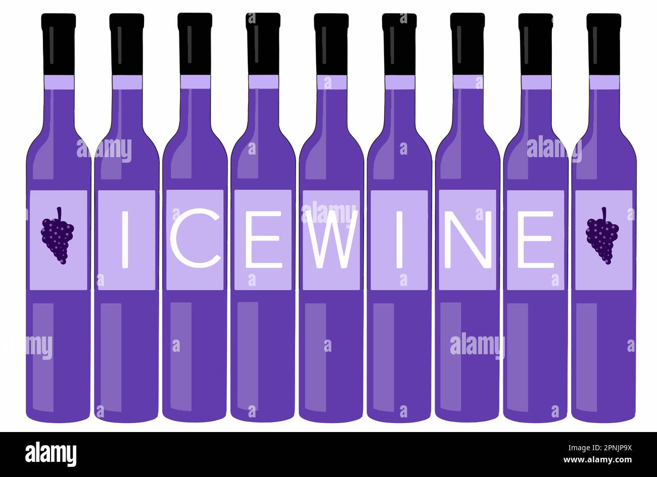 Le bottiglie di vino da ghiaccio sono allineate in questa immagine vettoriale. Illustrazione Vettoriale