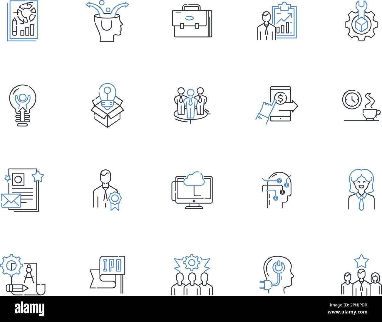 Raccolta di icone della linea di indagine di mercato. Analisi, dati demografici, concorrenza, tendenze, approfondimenti, Indagine, vettore consumatore e illustrazione lineare Illustrazione Vettoriale