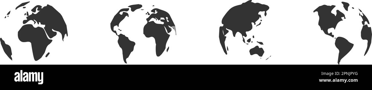 Icona del globo terrestre isolata su sfondo bianco. Illustrazione vettoriale in stile piatto Illustrazione Vettoriale
