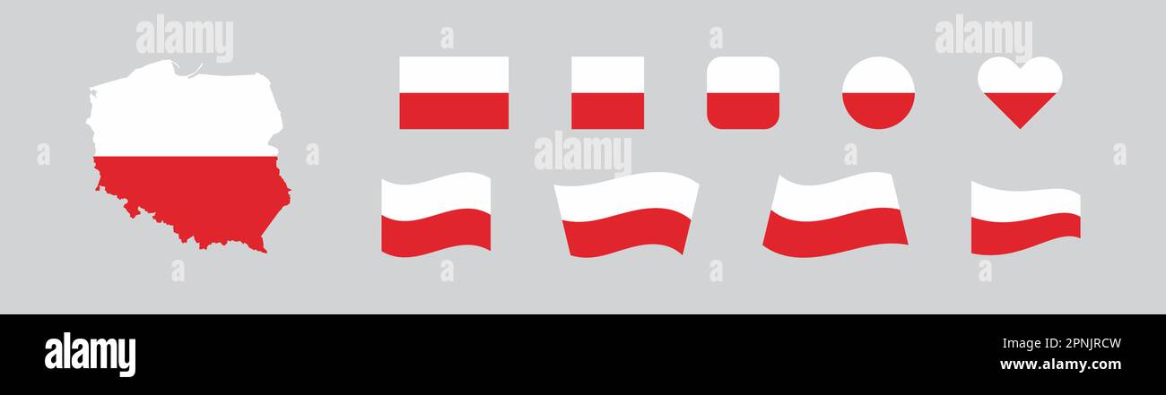 Repubblica di Polonia Imposta bandiera e mappa. Illustrazione piatta isolata vetor per paesi europei Illustrazione Vettoriale