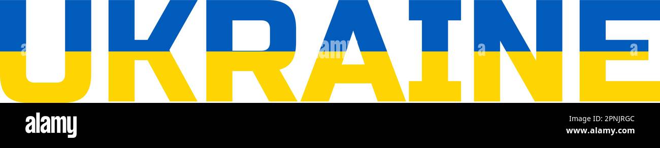 Texte sur Ukraine on flag design vector. Icona vettoriale, illustrazione piatta isolata Illustrazione Vettoriale